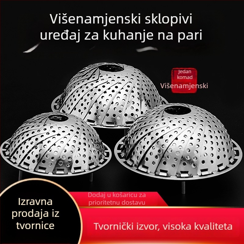 Nehrđajući čelični sklopivi posuda za parenje u obliku lotosa, izvučna odvodna posuda za voće i povrće