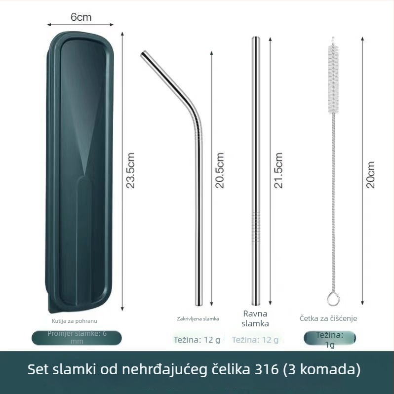 316 nehrđajuće čelične slamke, prehrambene kvalitete, slamke za bubble tea s perlama, velikog promjera, otporne na ogrebotine, kućna upotreba