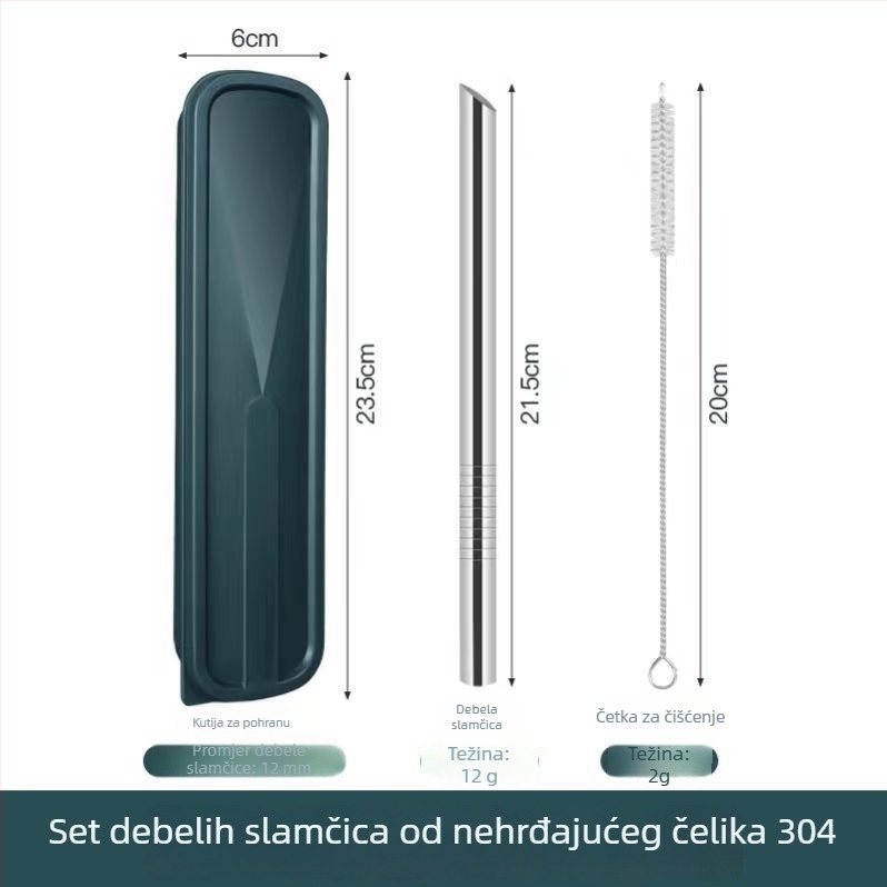 316 nehrđajuće čelične slamke, prehrambene kvalitete, slamke za bubble tea s perlama, velikog promjera, otporne na ogrebotine, kućna upotreba