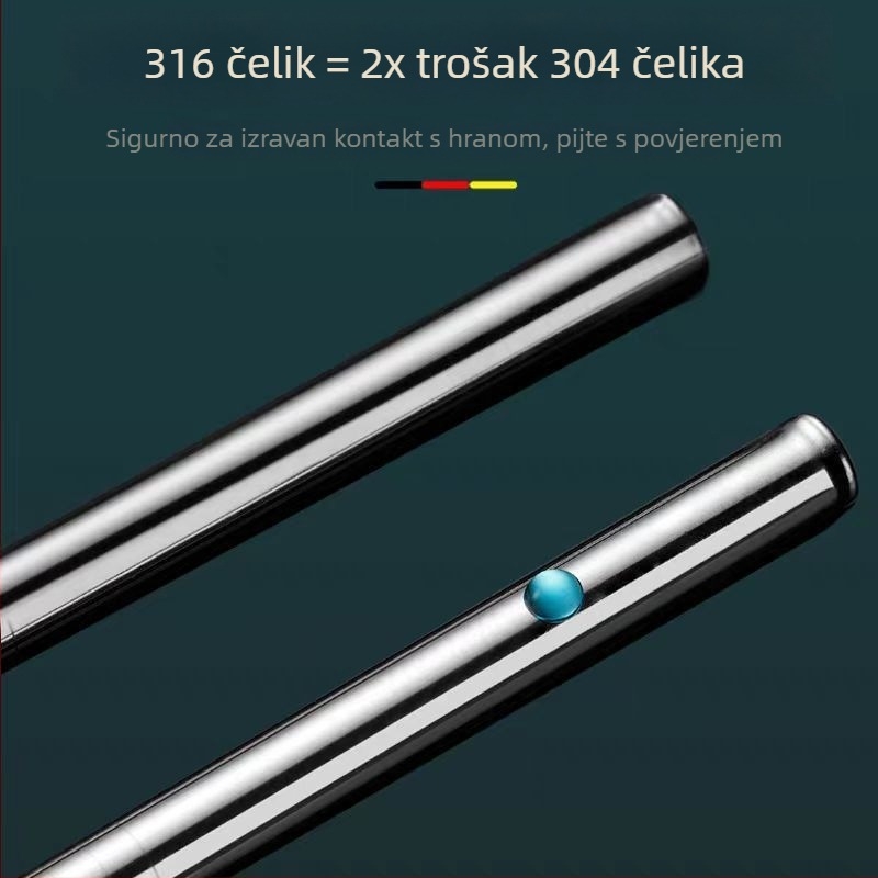 316 nehrđajuće čelične slamke, prehrambene kvalitete, slamke za bubble tea s perlama, velikog promjera, otporne na ogrebotine, kućna upotreba