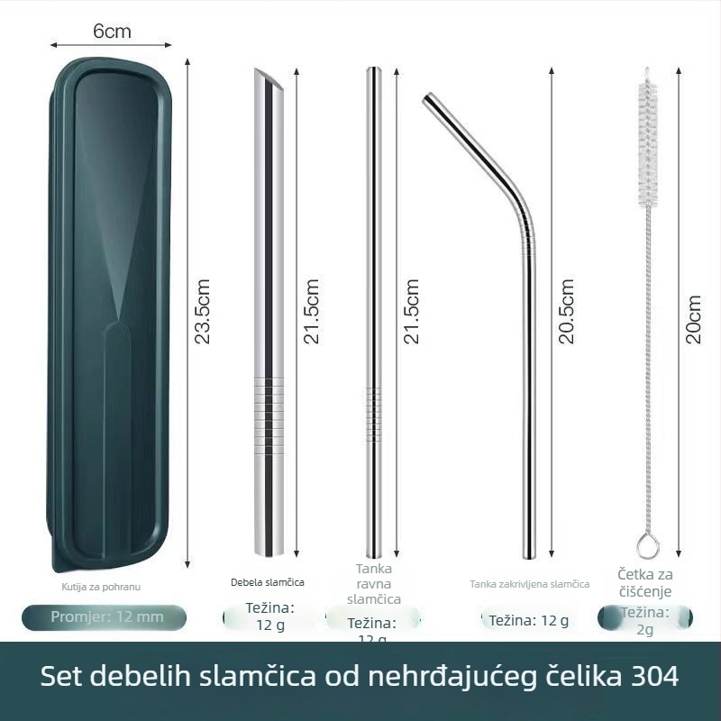 316 nehrđajuće čelične slamke, prehrambene kvalitete, slamke za bubble tea s perlama, velikog promjera, otporne na ogrebotine, kućna upotreba