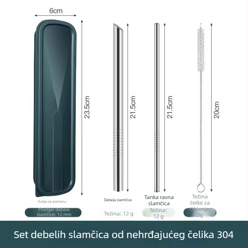 316 nehrđajuće čelične slamke, prehrambene kvalitete, slamke za bubble tea s perlama, velikog promjera, otporne na ogrebotine, kućna upotreba