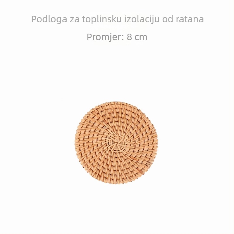 Kružna podloga od ratana s zaštitom od opeklina, podmetač za šalice, otporna na toplinu podloga za stol, kuhinjska podloga za lonac, paket od jednog komada
