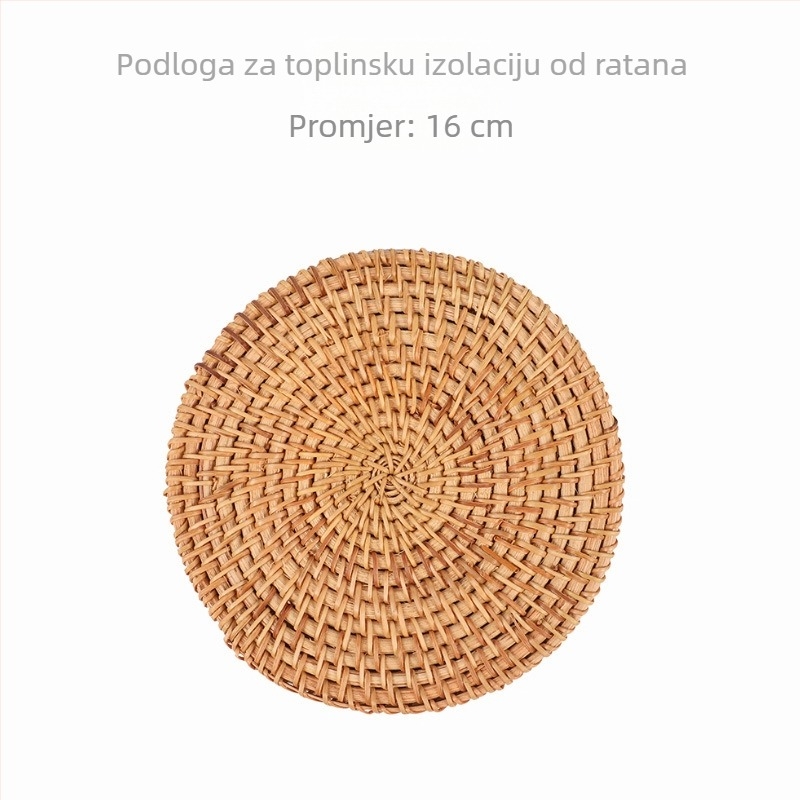 Kružna podloga od ratana s zaštitom od opeklina, podmetač za šalice, otporna na toplinu podloga za stol, kuhinjska podloga za lonac, paket od jednog komada