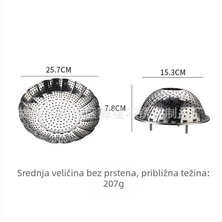 Nehrđajući čelični posuda za kućno kuhanje na paru s trokutastim dizajnom lotosa, proširivo-sklopivi okvir za paru i posuda za odvodivanje voća