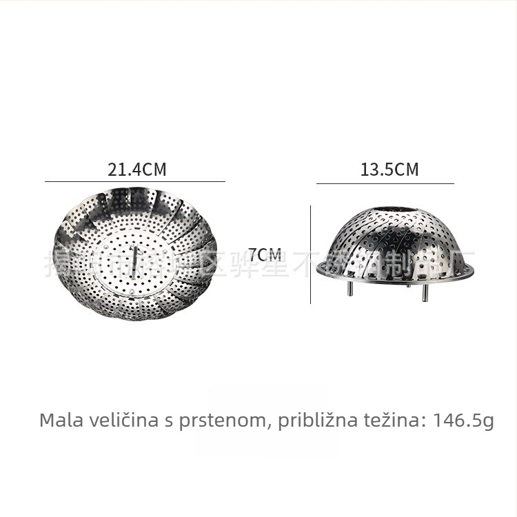 Nehrđajući čelični posuda za kućno kuhanje na paru s trokutastim dizajnom lotosa, proširivo-sklopivi okvir za paru i posuda za odvodivanje voća