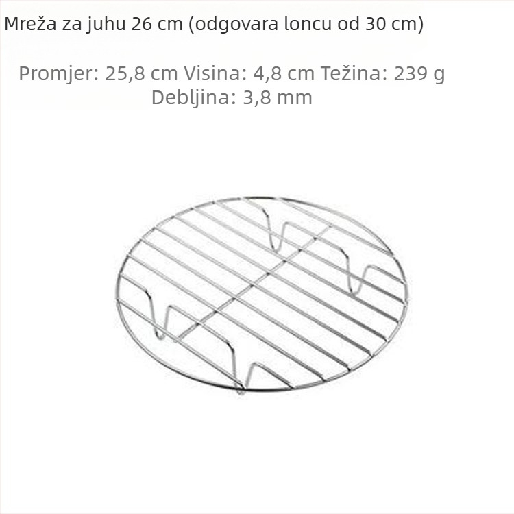 Nehrđajući čelični stalak za parenje s kružnim umetkom, mrežastom pločom za paru i dnom koje se ne lijepi