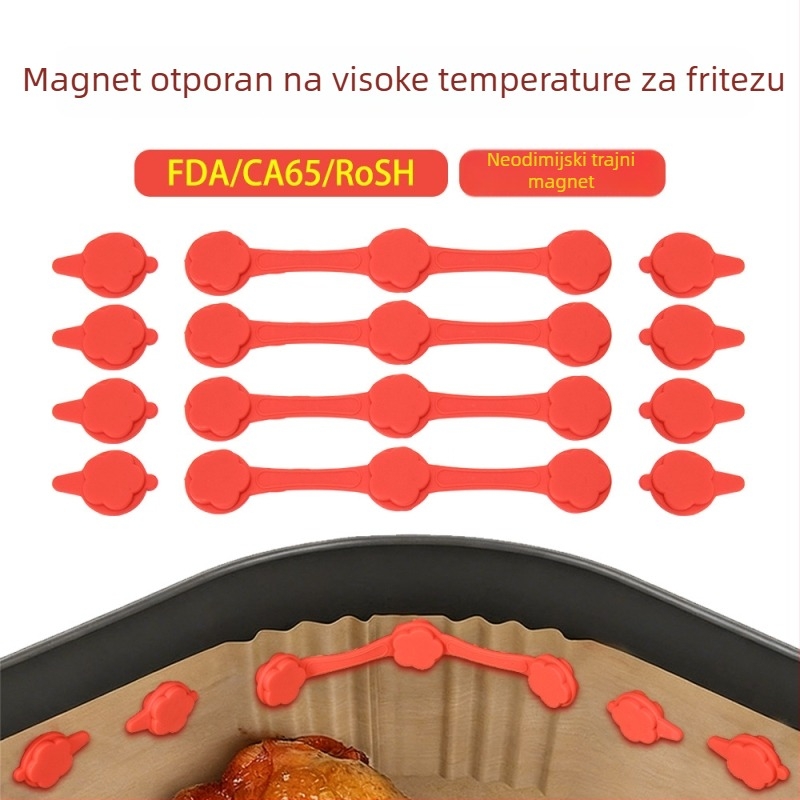 Silikonska magnetska kopča za fritezu na zrak – učvršćivanje pergamentnog papira, otpornost na visoke temperature, boja kobalt