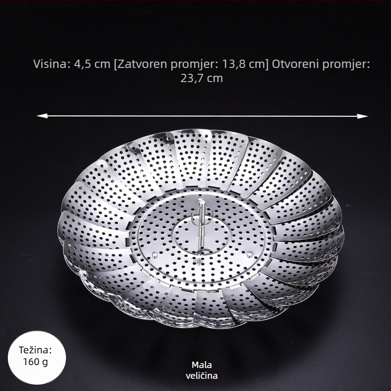 Čvrsti nehrđajući čelični stalak za parenje za kućnu upotrebu, višenamjenska posuda za parenje, sklopiva košara za parenje, višenamjenski parilac za knedle i povrće