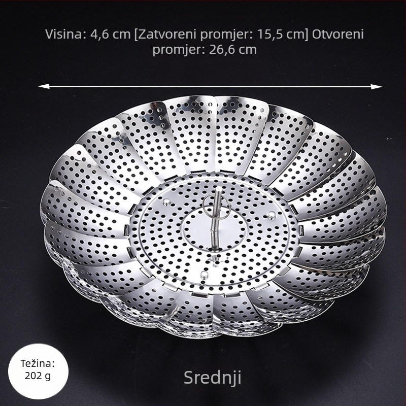 Čvrsti nehrđajući čelični stalak za parenje za kućnu upotrebu, višenamjenska posuda za parenje, sklopiva košara za parenje, višenamjenski parilac za knedle i povrće