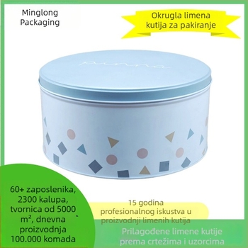 Prilagodljiva okrugla matirana metalna kutija, promjer 170 mm, visina 80 mm; pogodna za kekse, ananas kolače, slatkiše, čaj i skladištenje poklona