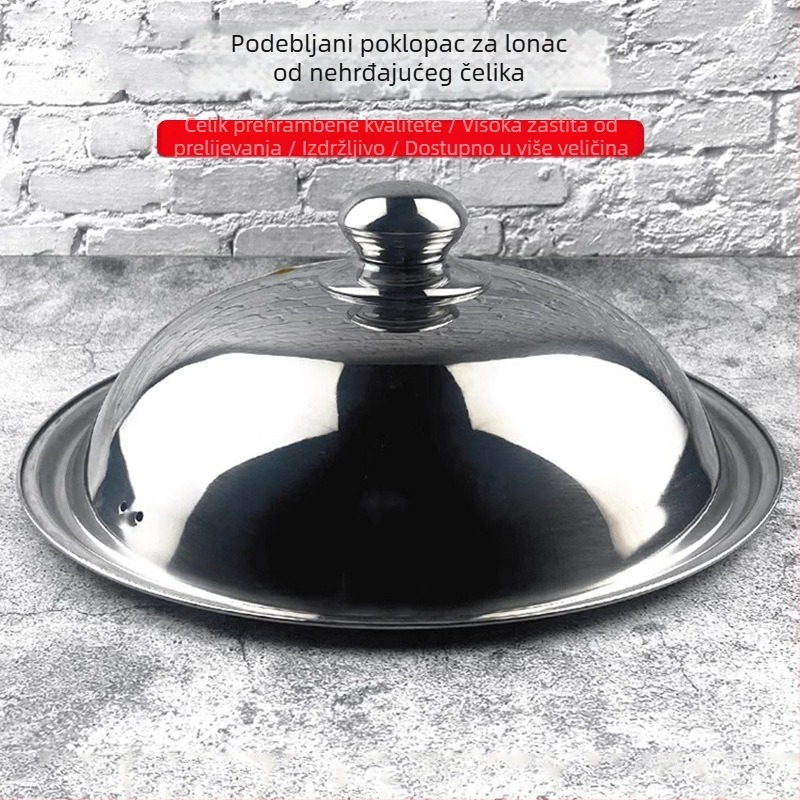 Debeli poklop od nehrđajućeg čelika za komercijalne wokove i okrugle visoke lonce za juhu