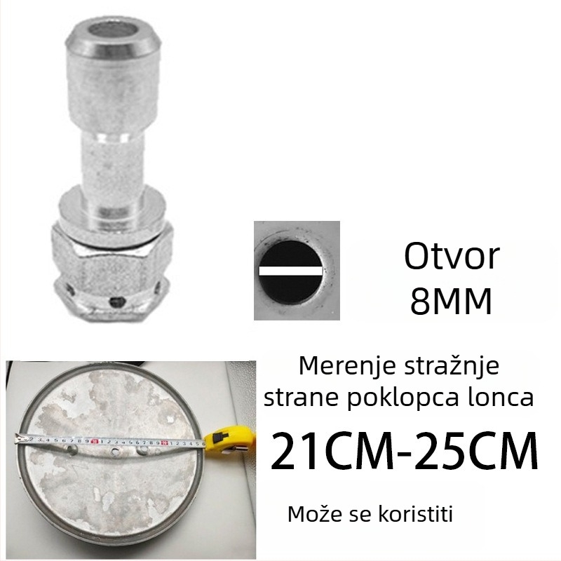 Dijelovi i dodaci za tlačni lonac otporan na eksploziju: ventil za ograničenje tlaka, sigurnosni ventil, ispušna cijev, gornji ventil za oslobađanje tlaka