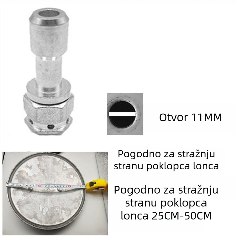 Dijelovi i dodaci za tlačni lonac otporan na eksploziju: ventil za ograničenje tlaka, sigurnosni ventil, ispušna cijev, gornji ventil za oslobađanje tlaka