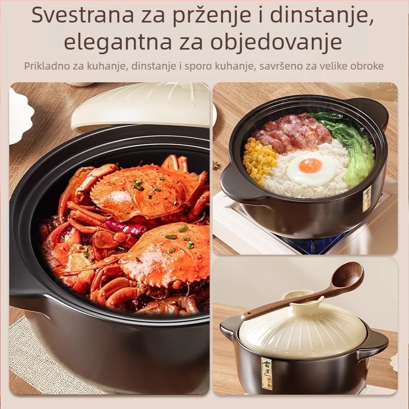 Keramička kaserola za kućnu upotrebu, otporna na visoke temperature, bez pukotina, pogodna za plinski štednjak, keramična posuda za juhu