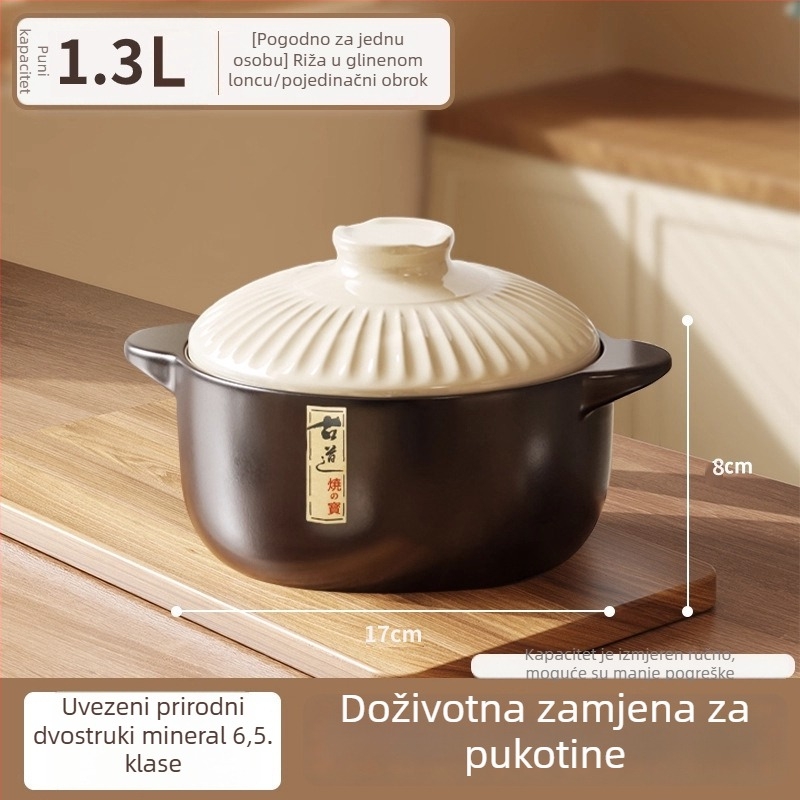 Keramička kaserola za kućnu upotrebu, otporna na visoke temperature, bez pukotina, pogodna za plinski štednjak, keramična posuda za juhu