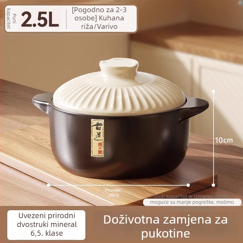 Keramička kaserola za kućnu upotrebu, otporna na visoke temperature, bez pukotina, pogodna za plinski štednjak, keramična posuda za juhu