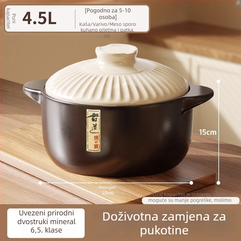 Keramička kaserola za kućnu upotrebu, otporna na visoke temperature, bez pukotina, pogodna za plinski štednjak, keramična posuda za juhu