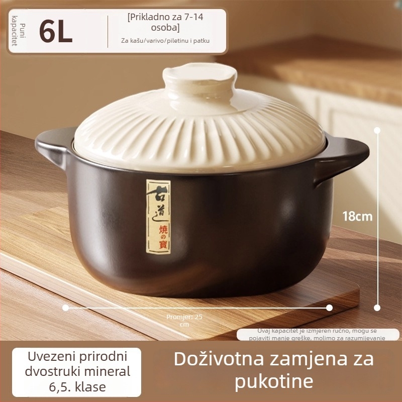 Keramička kaserola za kućnu upotrebu, otporna na visoke temperature, bez pukotina, pogodna za plinski štednjak, keramična posuda za juhu
