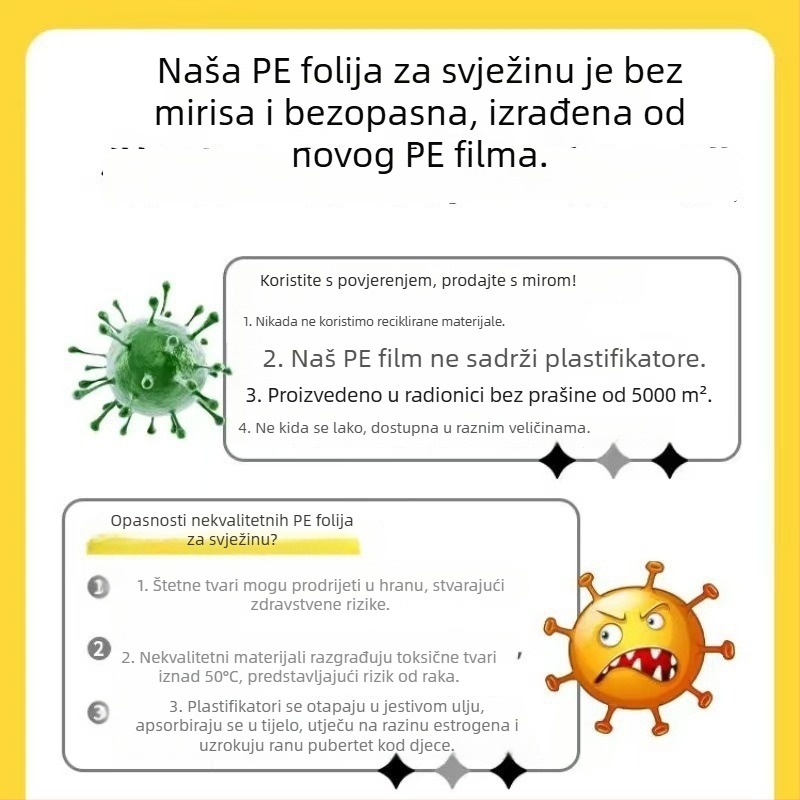 Jednokratni poklop za foliju za hranu za zdjele, kućna upotreba, s elastičnim zaštitnim poklopcem od prašine