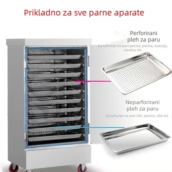 304 nehrđajući čelik, debela posuda za paru s rupicama — velika kvadratna posuda za kuhanje riže