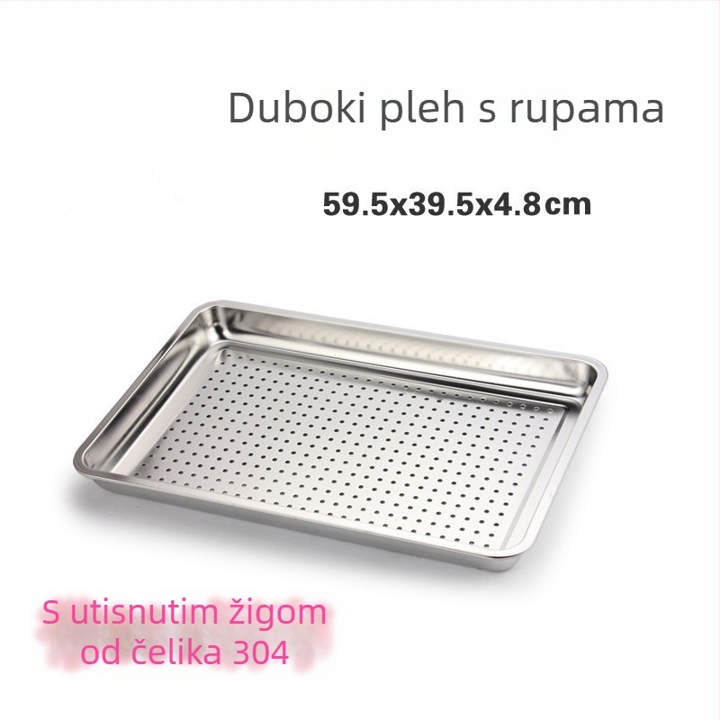 304 nehrđajući čelik, debela posuda za paru s rupicama — velika kvadratna posuda za kuhanje riže