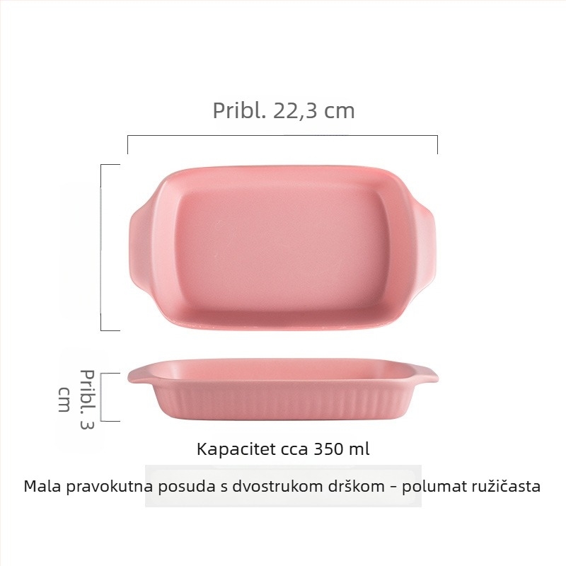 Nordijski keramički tanjur za pečenje s dvije ručke, kvadratnog oblika od porculana, za kućnu i restoransku upotrebu, prikladan za mikrovalnu pećnicu.