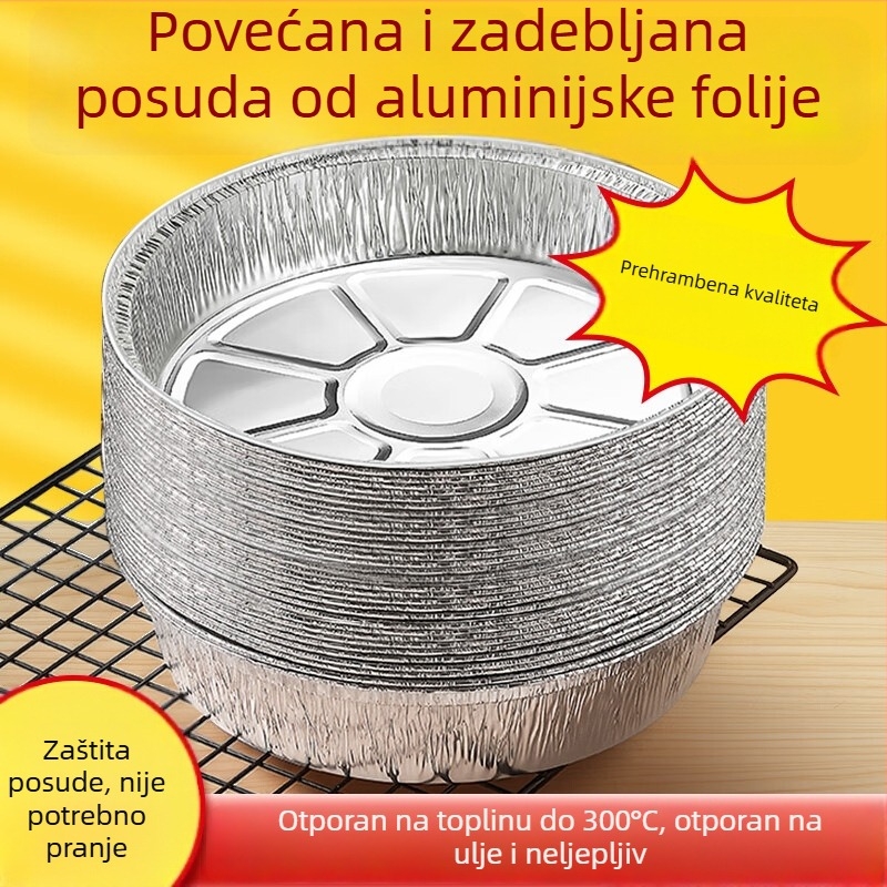Aluminijski folijski posudice za zraka fritu, okrugli folijski tanjuri za pečenje, prehrambena kvaliteta