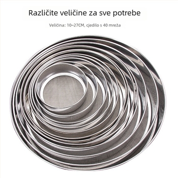 Debljano nehrđajuće čelično sito s 40-mrežom za brašno i rižu, s donjim mrežom, promjer 10–21 cm, sito za finu prašinu, za pečenje, kuhinjski alat