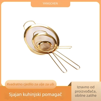 Set sita za brašno: malo, srednje i veliko; od nehrđajućeg čelika 201, vakuumski pozlaćene filtrirajuće mreže s kosim rubom