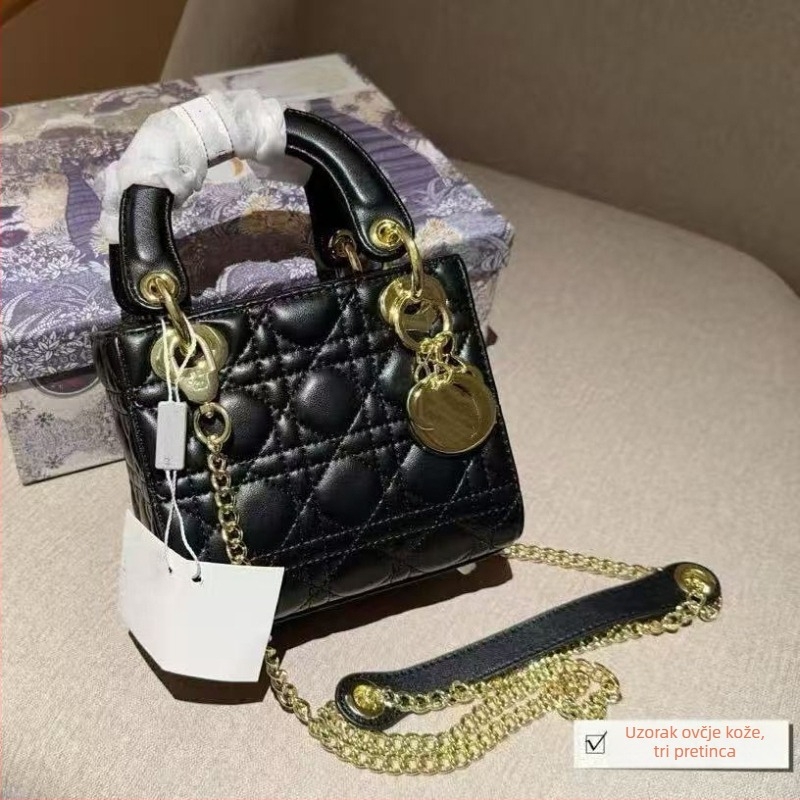 Ženska torbica od ovčje kože, tri pretince, devet boja, crossbody stil princeze Diane, moderna torba preko ramena, pamuk podstava, džep sa zipom, horizontalni kvadratni oblik