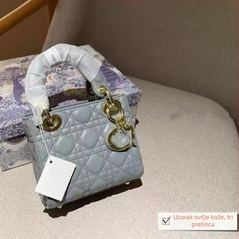 Ženska torbica od ovčje kože, tri pretince, devet boja, crossbody stil princeze Diane, moderna torba preko ramena, pamuk podstava, džep sa zipom, horizontalni kvadratni oblik