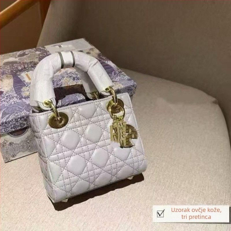 Ženska torbica od ovčje kože, tri pretince, devet boja, crossbody stil princeze Diane, moderna torba preko ramena, pamuk podstava, džep sa zipom, horizontalni kvadratni oblik