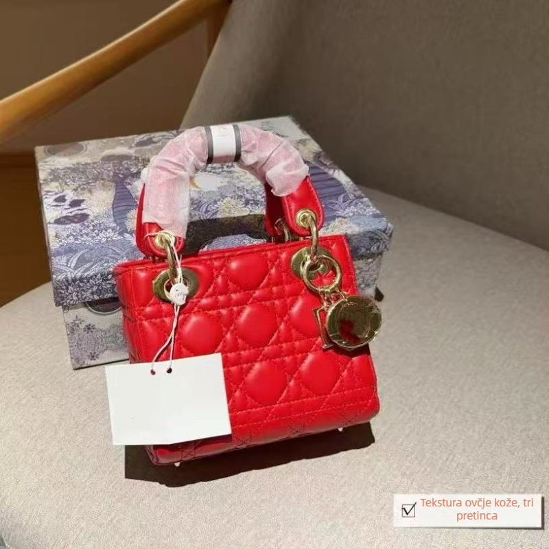 Ženska torbica od ovčje kože, tri pretince, devet boja, crossbody stil princeze Diane, moderna torba preko ramena, pamuk podstava, džep sa zipom, horizontalni kvadratni oblik