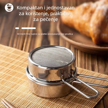 Sito za brašno od 304 nehrđajućeg čelika, mreža 40, ručno mini sito za kućnu pečenje, sito za glazuru i prah matcha