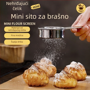 Sito za brašno od 304 nehrđajućeg čelika, mreža 40, ručno mini sito za kućnu pečenje, sito za glazuru i prah matcha