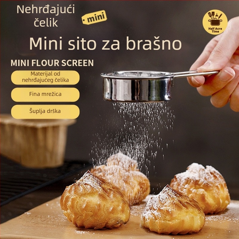 Sito za brašno od 304 nehrđajućeg čelika, mreža 40, ručno mini sito za kućnu pečenje, sito za glazuru i prah matcha
