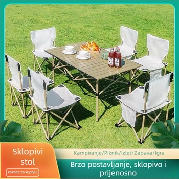 Set sklapanja stola i stolica za vanjsku upotrebu, okrugla cijevna konstrukcija, za kampiranje i piknik