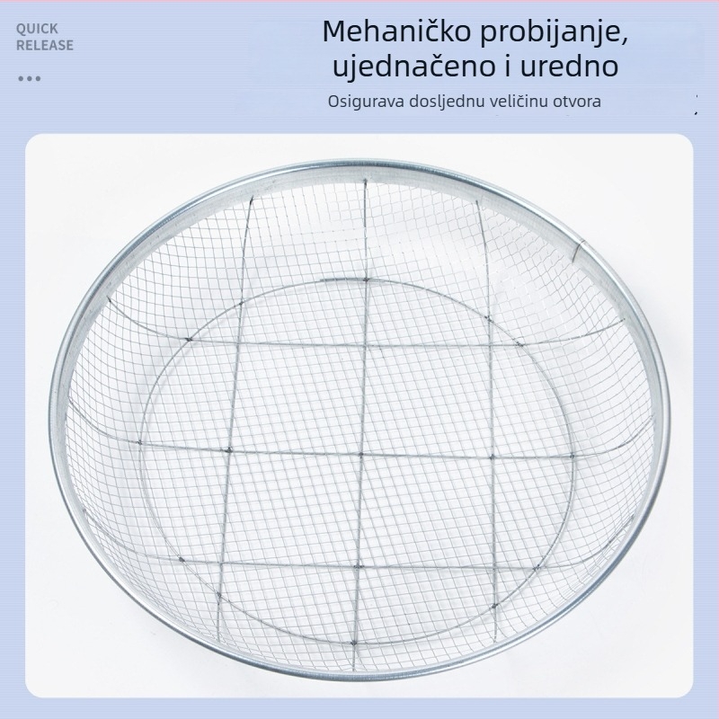Sito od željeza promjera 52 mm, veliko sito za filtriranje pijeska i šljunka, sito s finim otvorima za žitarice, tlo, sadnju cvijeća i kesten, čelična mreža