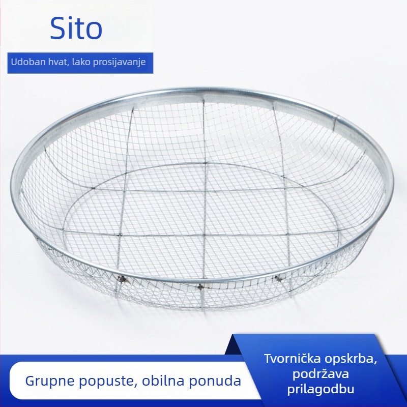 Sito od željeza promjera 52 mm, veliko sito za filtriranje pijeska i šljunka, sito s finim otvorima za žitarice, tlo, sadnju cvijeća i kesten, čelična mreža