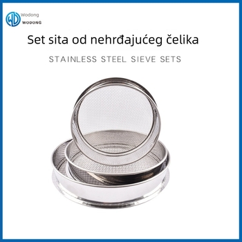 Skup sitova od nehrđajućeg čelika promjera 30 cm, 25 cm i 20 cm; vrtno sito za tlo i šljunak s mrežom 1-15 mm.