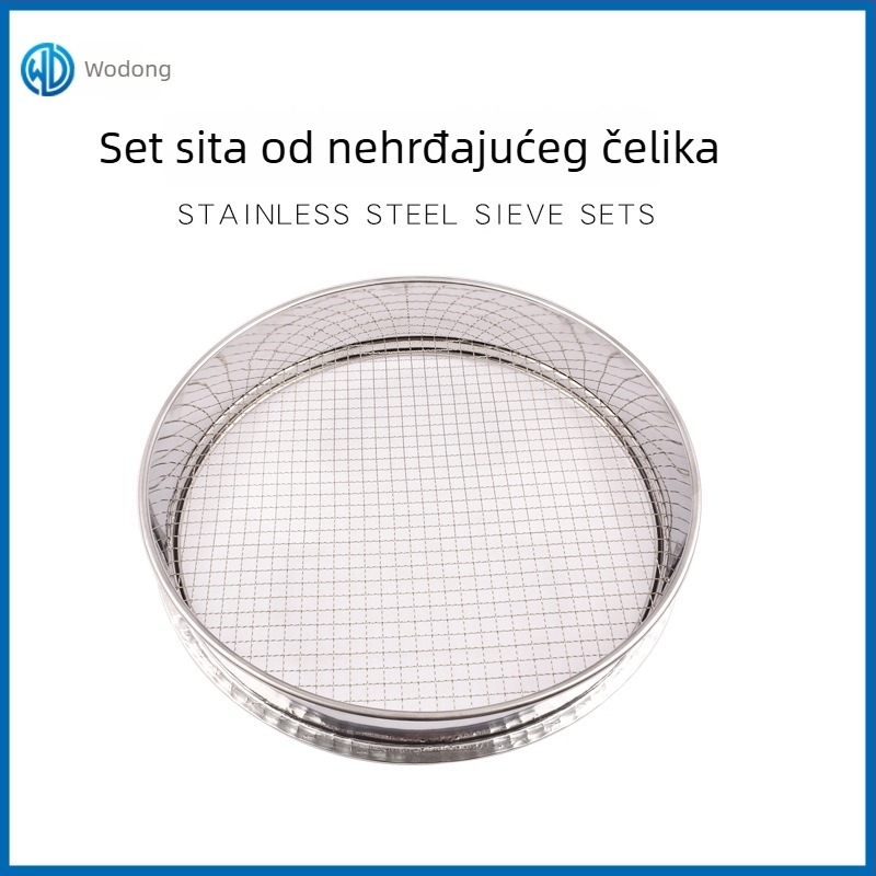 Skup sitova od nehrđajućeg čelika promjera 30 cm, 25 cm i 20 cm; vrtno sito za tlo i šljunak s mrežom 1-15 mm.