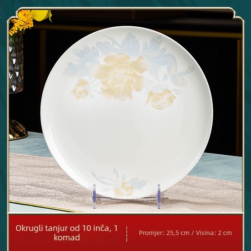 Jingdezhen porculanski set posuđa: zdjele za rižu i velike zdjele za juhu s pločama, kostno porculansko posuđe, minimalistički kućni set