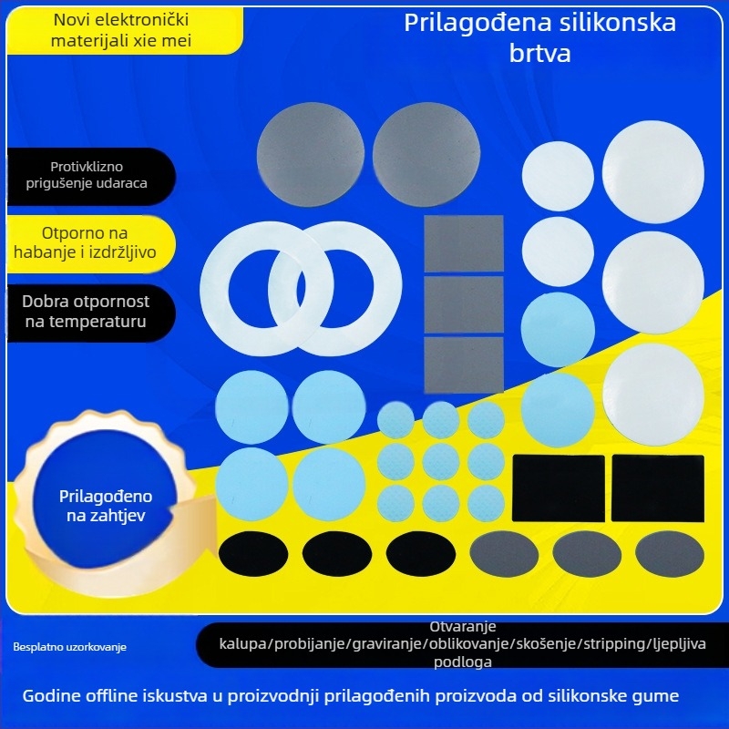 Silikonska brtva za brtvljenje namještaja i električnih uređaja, samoljepljiva, prehrambene kvalitete, protuklizna i apsorpcijska podloga za termosicu