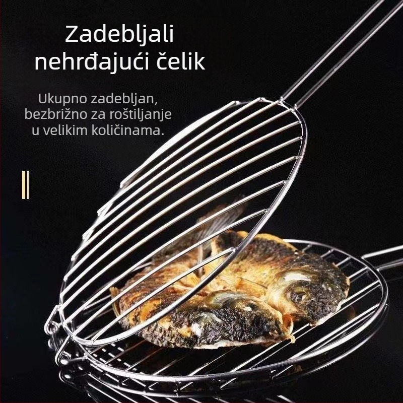 Nerđajući čelik klip za ribu s ručkom, velika mreža za roštilj