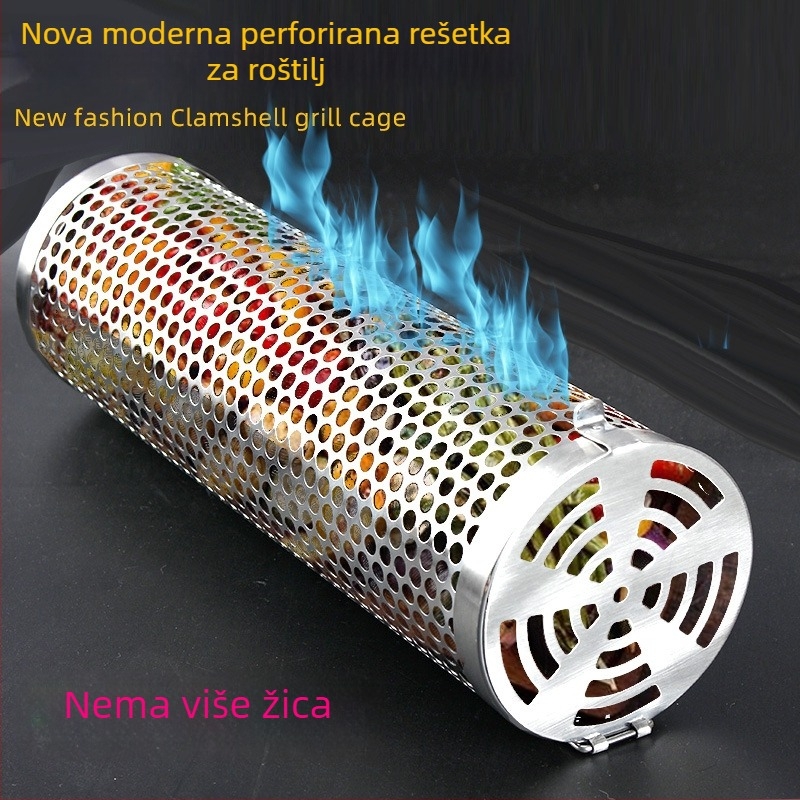 Plavi kružni kavez od nehrđajućeg čelika, prijenosni vanjski roštilj