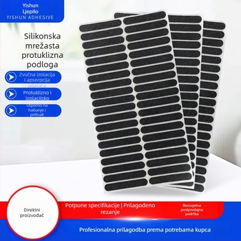 Prilagođena silikonska mrežasta protuklizna podloga, crna, otporna na toplinu, samoljepljiva, debela