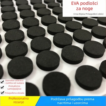 Crna okrugla EVA podloga za stopala, samoljepljiva EVA pjena, apsorpcija udara i protukliznost, podmetač za čajnu tacnu
