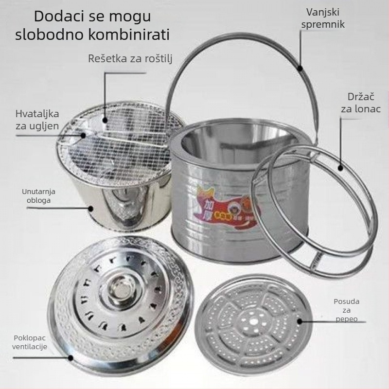 Deblja peć na ugljen za vanjsku upotrebu, prenosno ognjište i roštilj