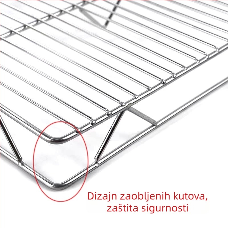 Nerđajući čelični mrežasti stalak za svinjetinu, pravokutni dvostruki stalak za sušenje kolača i kruha, roštiljska mreža